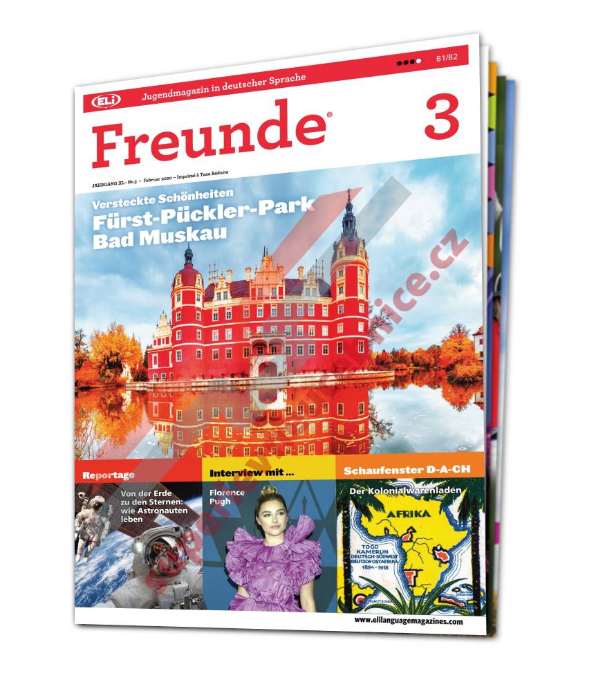 Tištěný časopis pro výuku němčiny Freunde B1 - B2, předplatné 2023-24